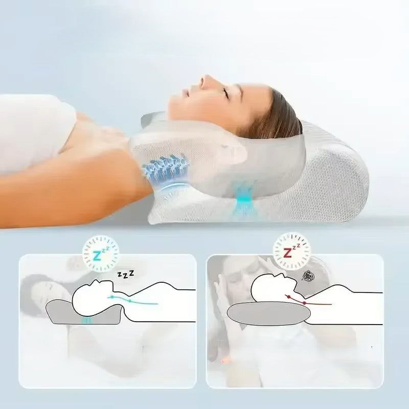 Solvex™ - Cuscino Cervicale Ortopedico ed Ergonomico in Memory Foam (Bianco e Grigio)